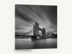 Tower Bridge Long Exposure, tower bridge london black and white photograph, city canvas wall art print ready to hang