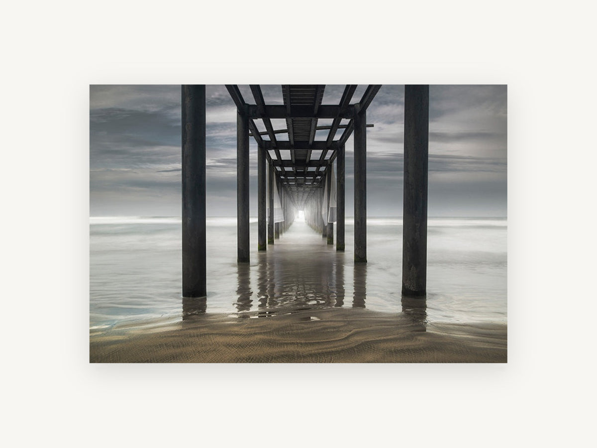 Pier Tunnel at Dusk, coastal canvas wall art print, front view