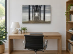 Pier Tunnel at Dusk coastal canvas print on the wall of a study