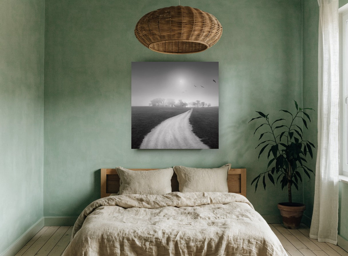 Foggy Path to Cypress landscape canvas print on the wall of a bedroom