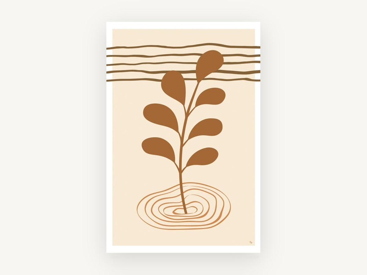 Sprout in Ripples, floral canvas wall art print, front view