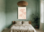 Blush Umbel Trio floral canvas print on the wall of a bedroom