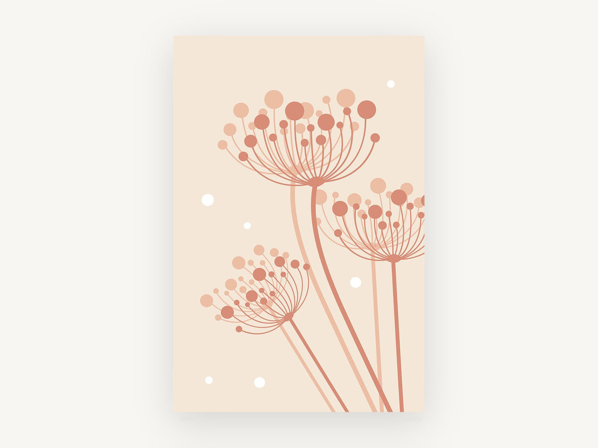 Blush Umbel Trio, floral canvas wall art print, front view