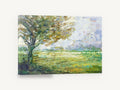 Meadow Under the Oak, impressionist tree and meadow landscape, floral canvas wall art print ready to hang