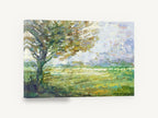 Meadow Under the Oak, impressionist tree and meadow landscape, floral canvas wall art print ready to hang