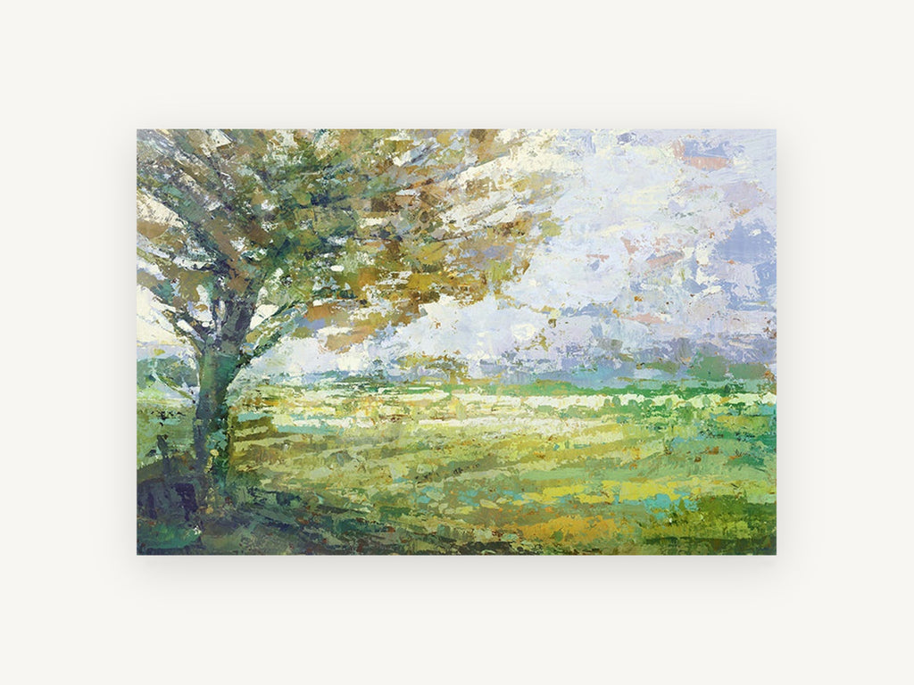 Meadow Under the Oak, floral canvas wall art print, front view
