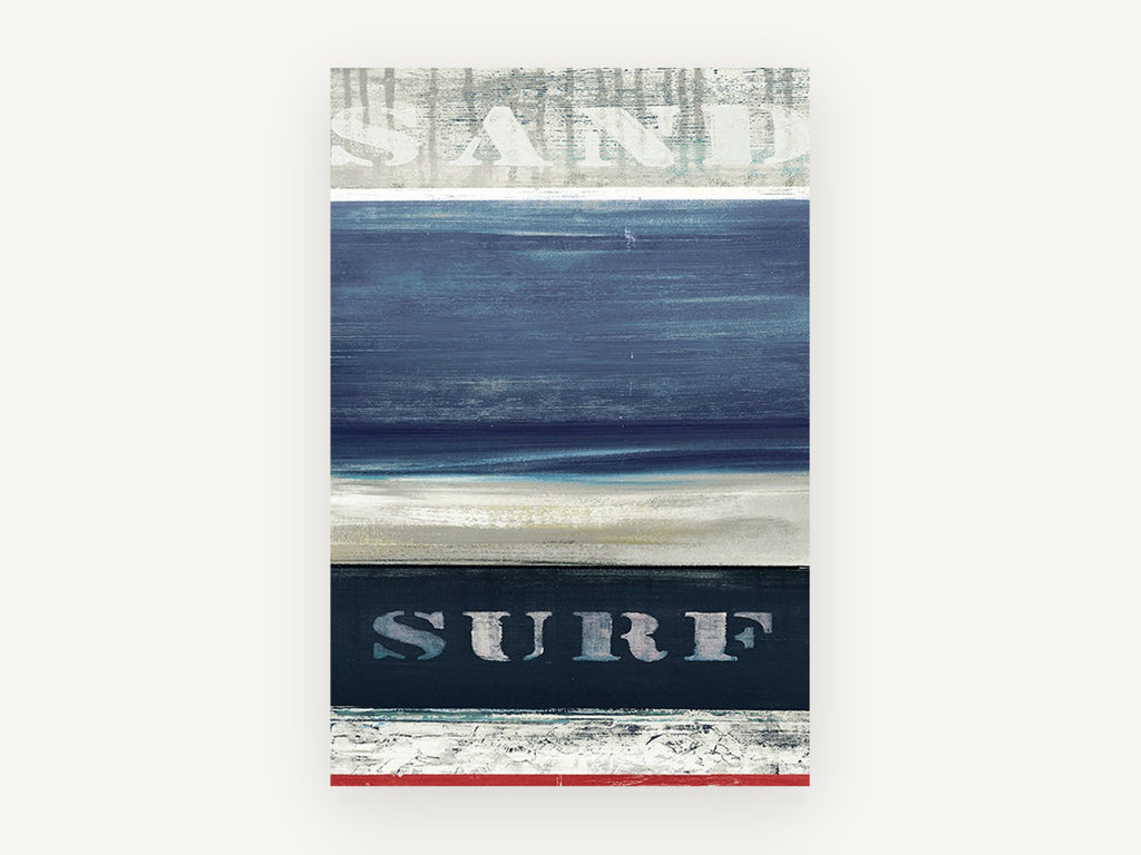 Sand and Surf Stripes, coastal canvas wall art print, front view