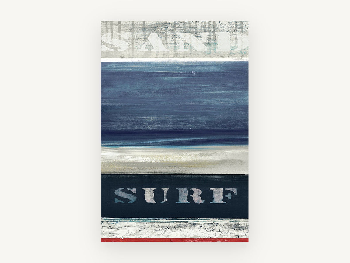 Sand and Surf Stripes, coastal canvas wall art print, front view