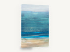 Teal Horizon Shoreline, abstract teal ocean beach, coastal canvas wall art print ready to hang