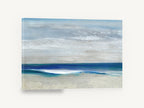 Quiet Shore Horizon, blue wave abstract seascape painting, coastal canvas wall art print ready to hang