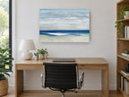 Quiet Shore Horizon coastal canvas print on the wall of a study