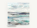 Pale Tide Layers, aqua abstract seascape horizon, coastal canvas wall art print ready to hang