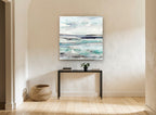 Pale Tide Layers coastal canvas print on the wall of a hallway