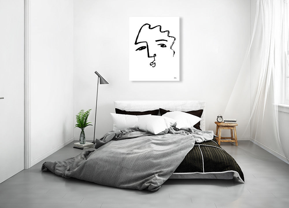 Making Faces IX Line Wall Art Print on the wall