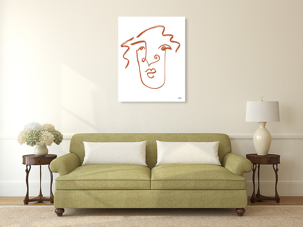 Making Faces VIII Terracotta Wall Art Print  on the wall