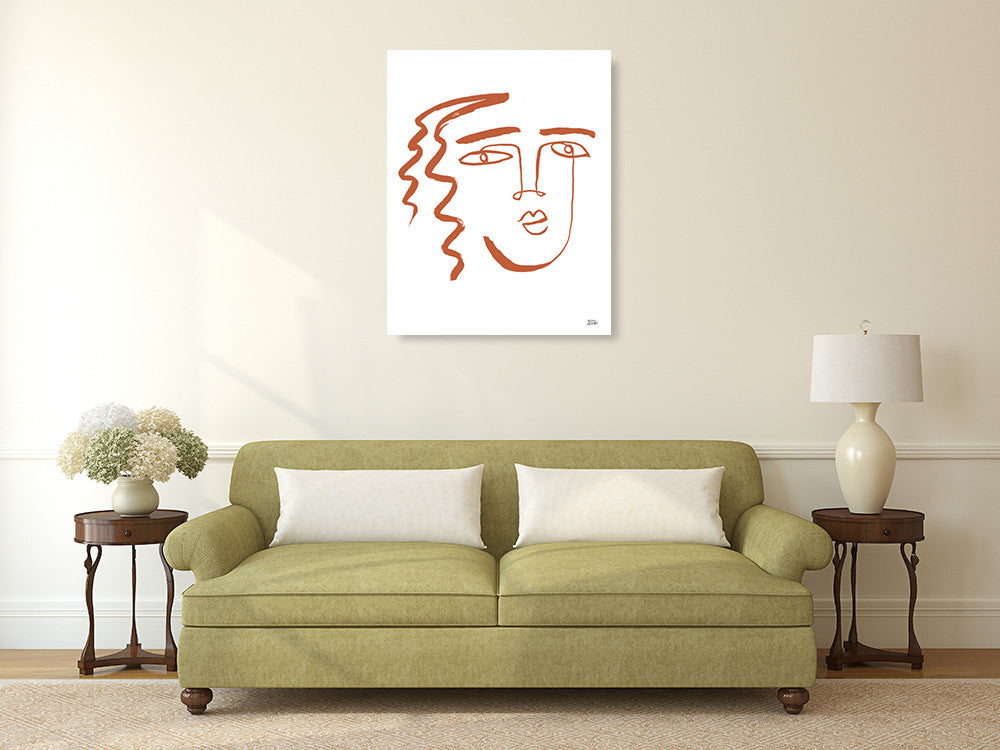 Making Faces V Terracotta Wall Art Print on the wall