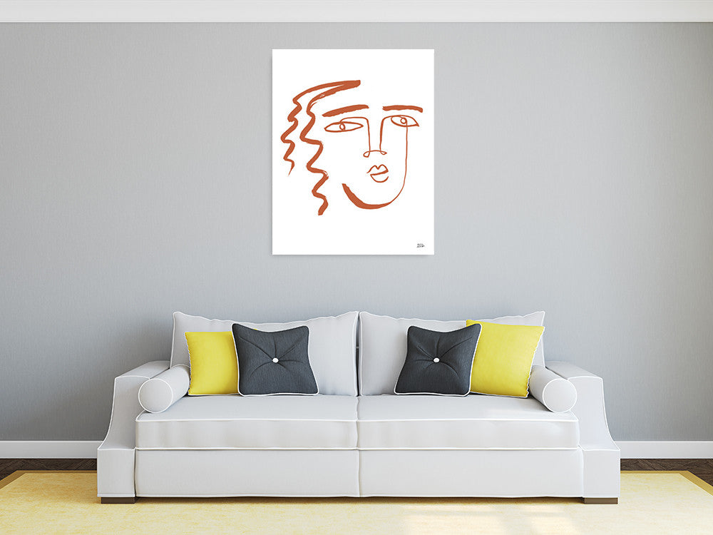Making Faces V Terracotta Wall Art Print on the wall