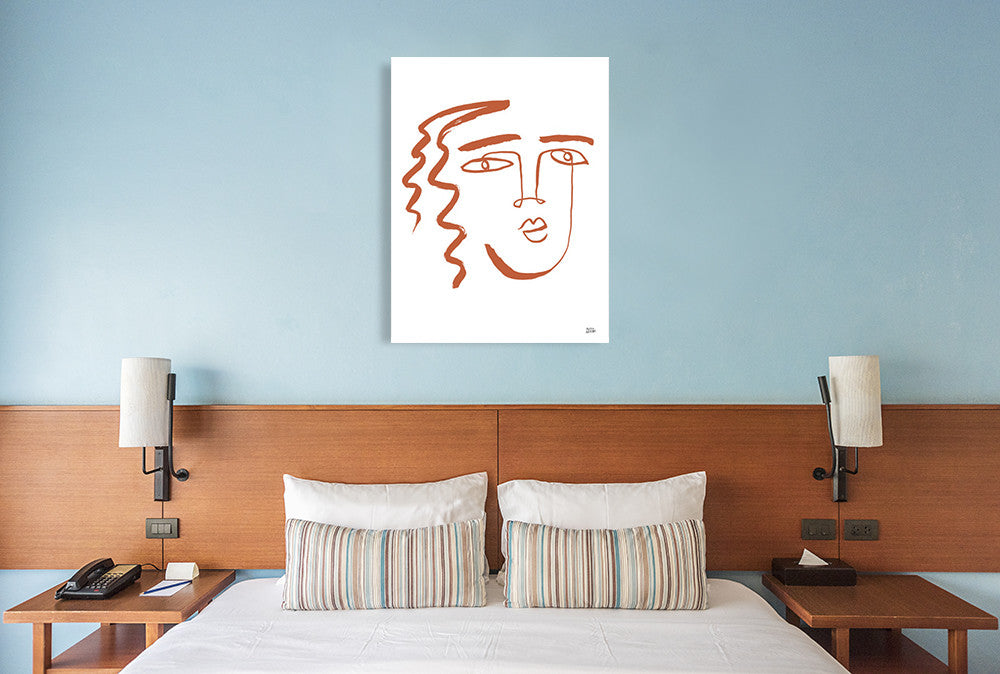 Making Faces V Terracotta Wall Art Print on the wall