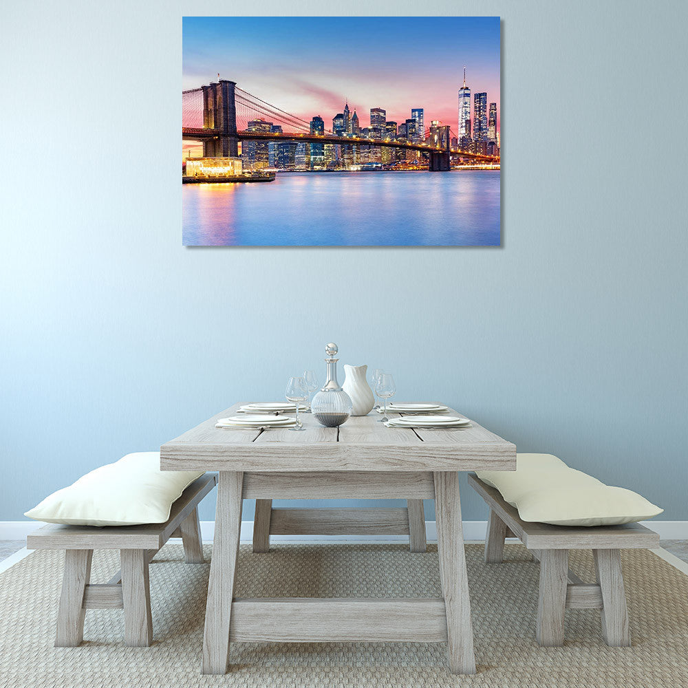 Manhattan Skyline Wall Art Print on the wall