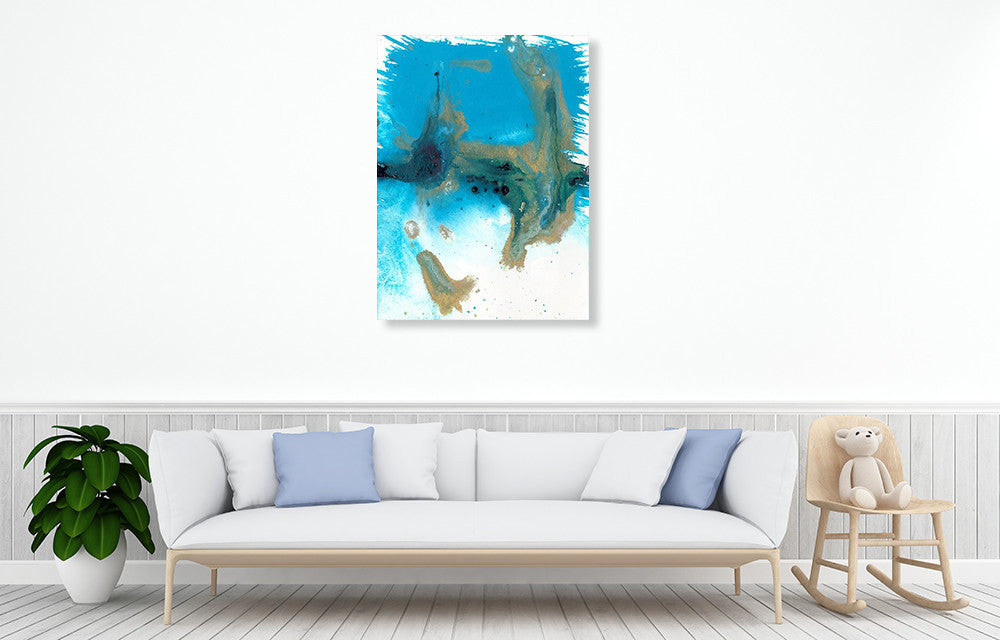 Marbling Blue Blown Wall Art Print on the wall