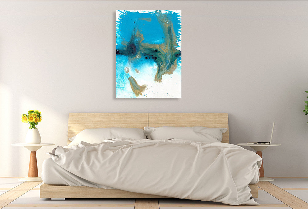 Marbling Blue Blown Wall Art Print on the wall