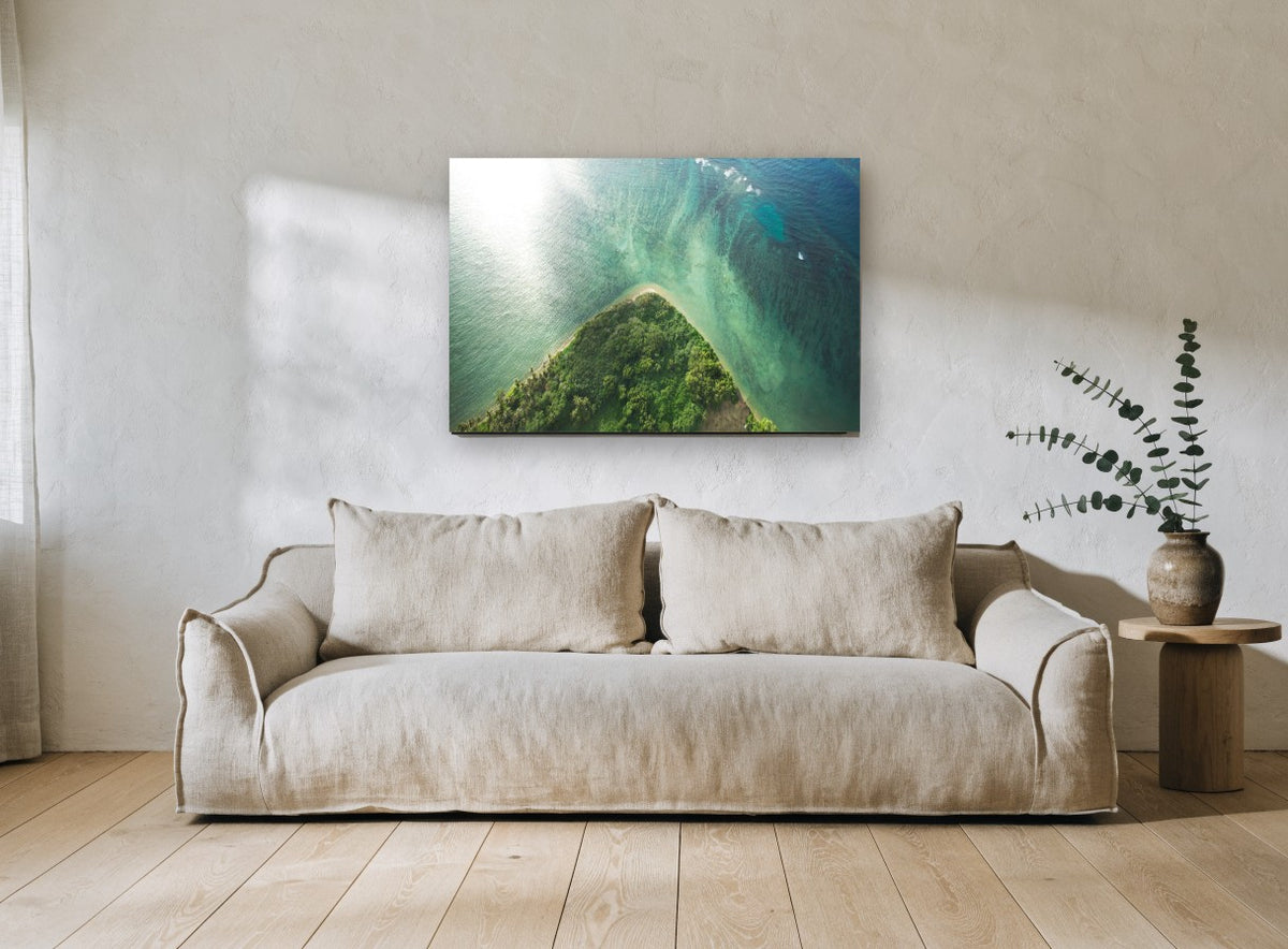 Emerald Point Reef landscape canvas print on the wall of a living room