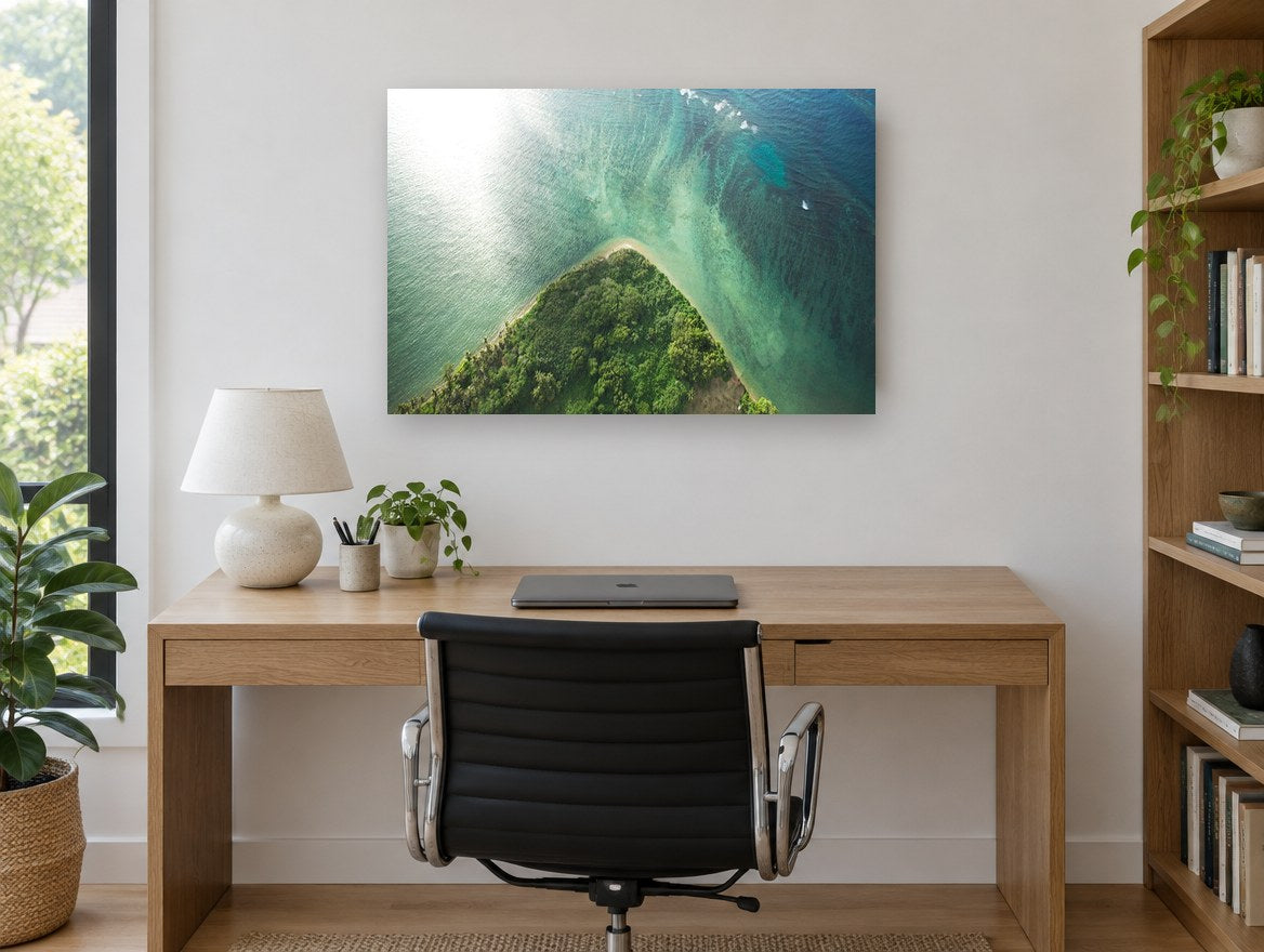 Emerald Point Reef landscape canvas print on the wall of a study