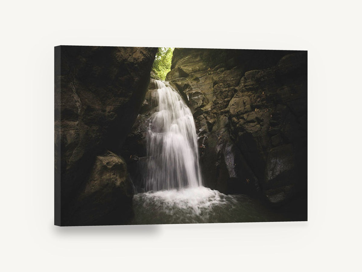 Hidden Gorge Falls, waterfall in rock gorge photograph, landscape canvas wall art print ready to hang