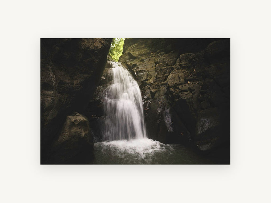 Hidden Gorge Falls, waterfall in rock gorge photograph, landscape canvas wall art print, front view
