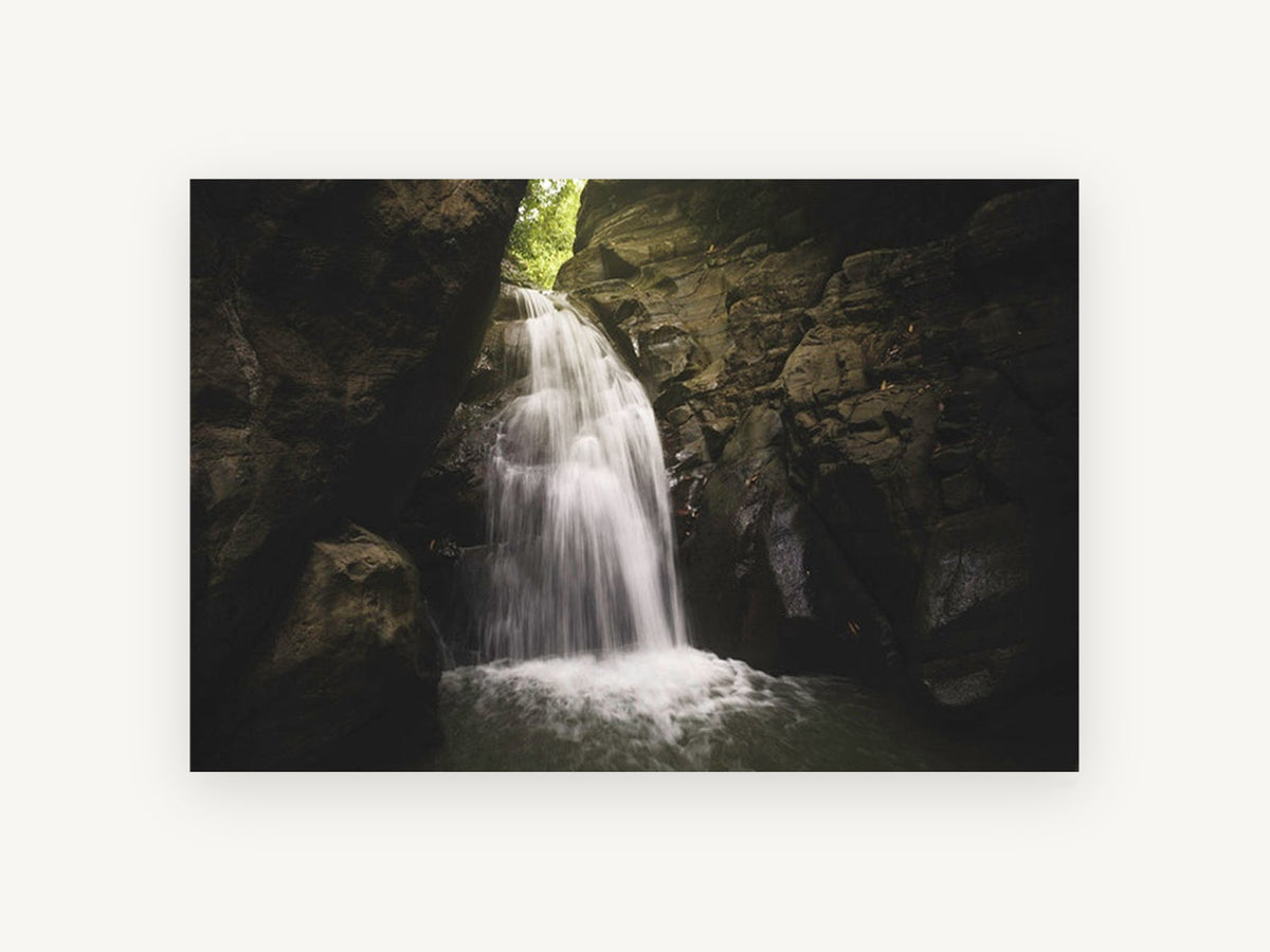 Hidden Gorge Falls, waterfall in rock gorge photograph, landscape canvas wall art print, front view