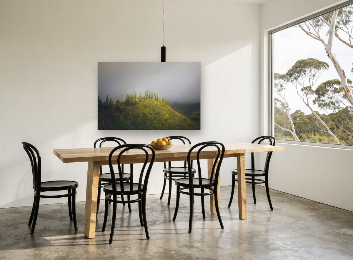 Pines on the Ridge landscape canvas print on the wall of a dining room