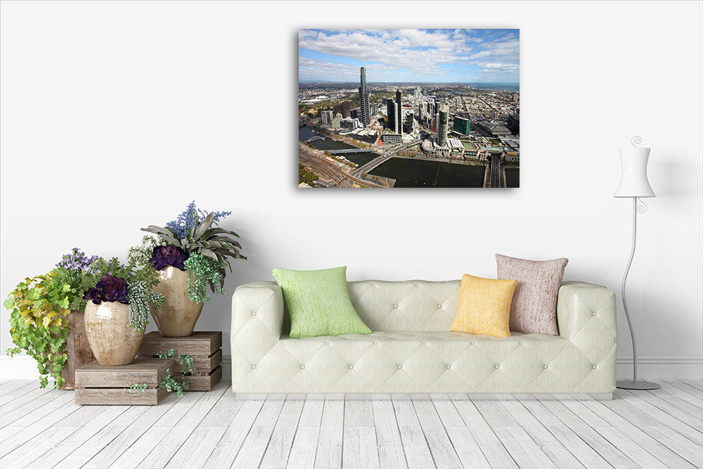 Melbourne Aerial View Wall Art Print on the wall