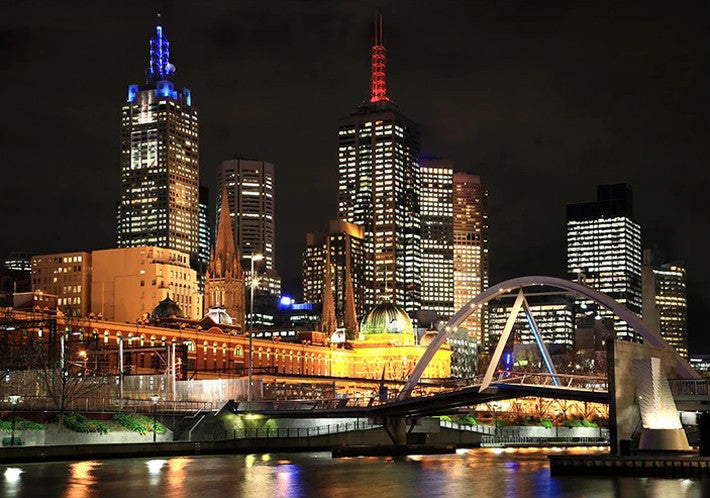Melbourne City Lights Wall Art Print