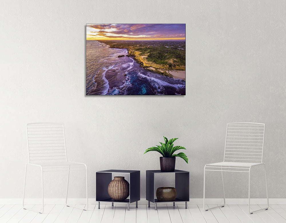 Melbourne Coastline at Dusk Wall Print on the wall