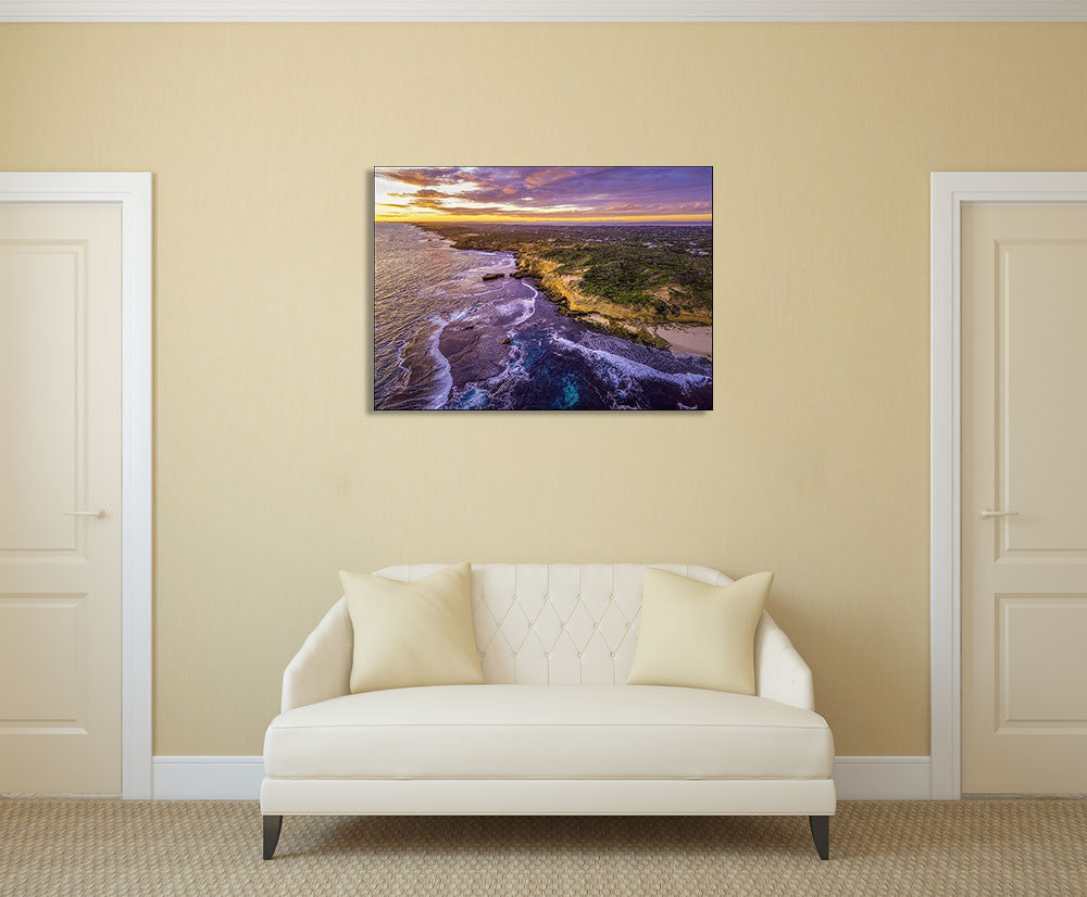 Melbourne Coastline at Dusk Wall Print on the wall
