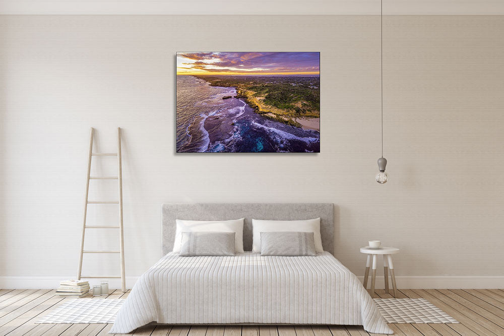 Melbourne Coastline at Dusk Wall Print on the wall