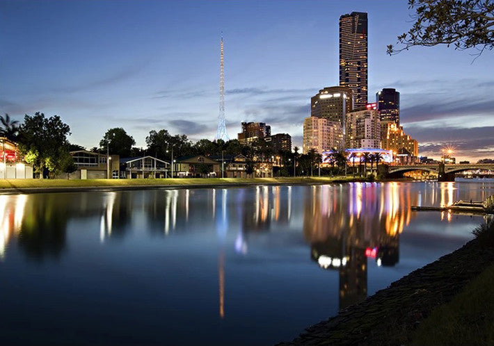 Melbourne Night Time Wall Art Print