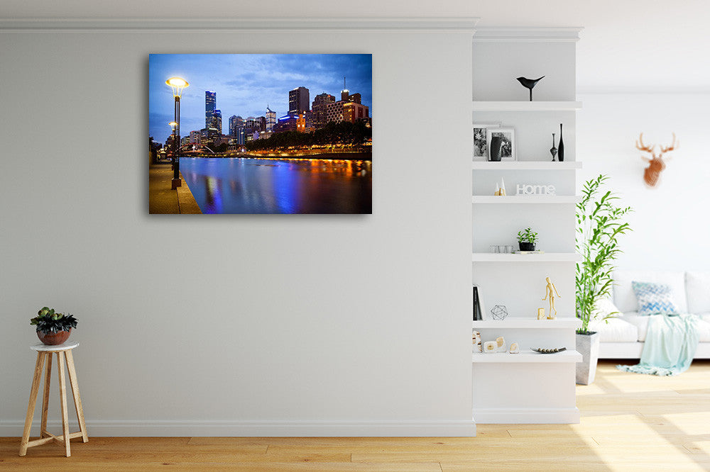 Melbourne Skyline Wall Art Print on the wall
