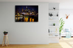 Melbourne Skyline at Night Wall Print on the wall