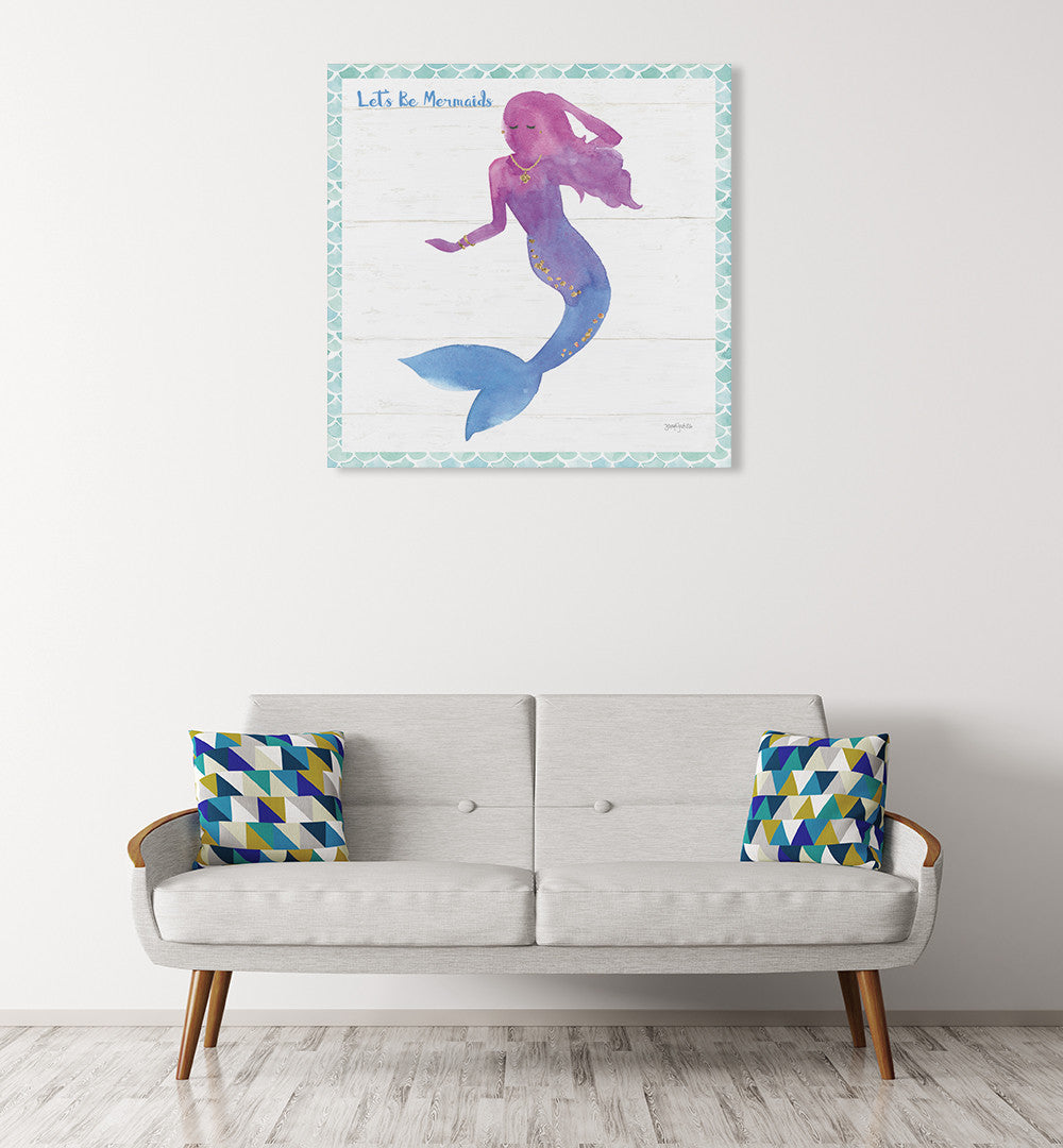 Mermaid Friends III Lets Be Wall Art Print on the wall