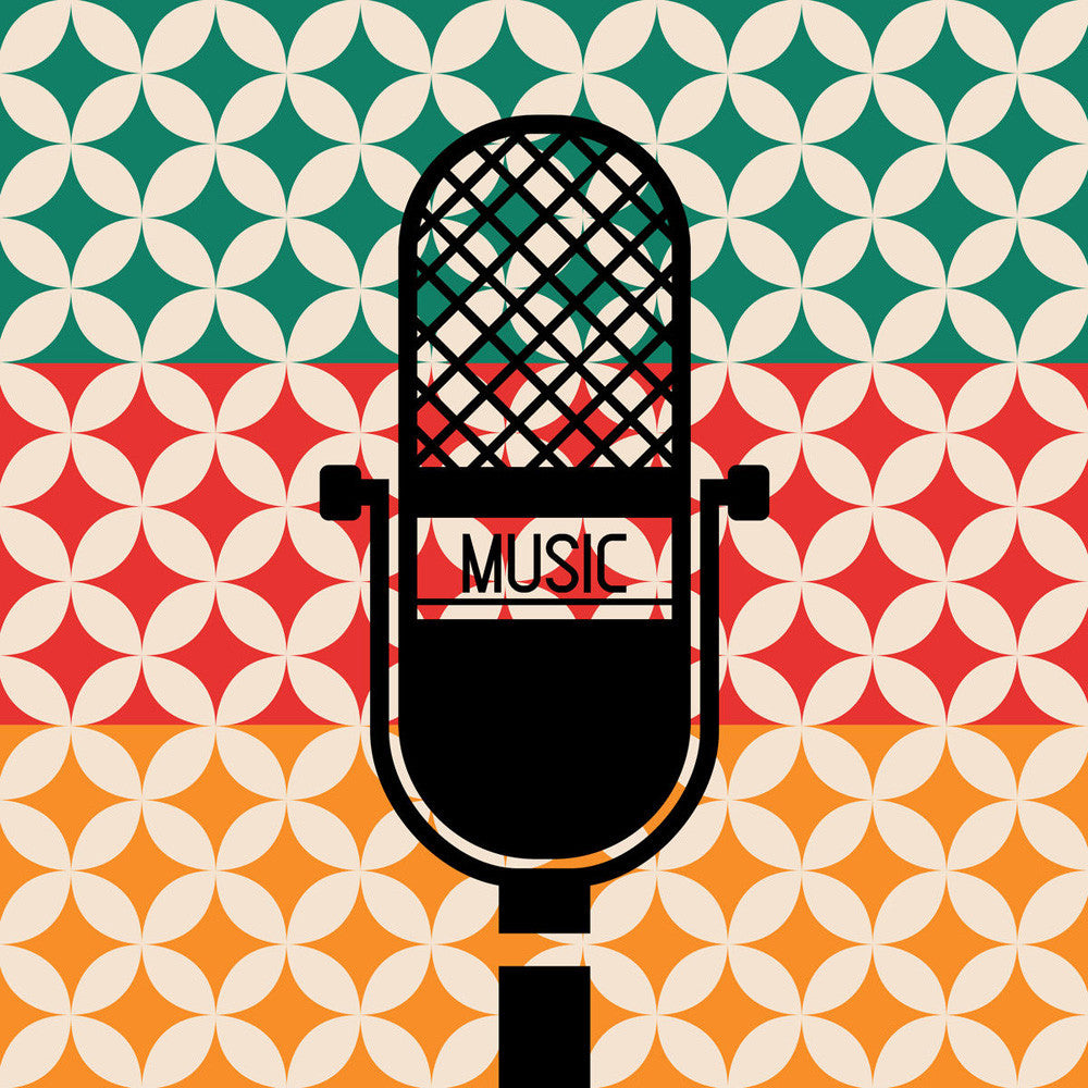 Microphone Music Retro Wall Art Print