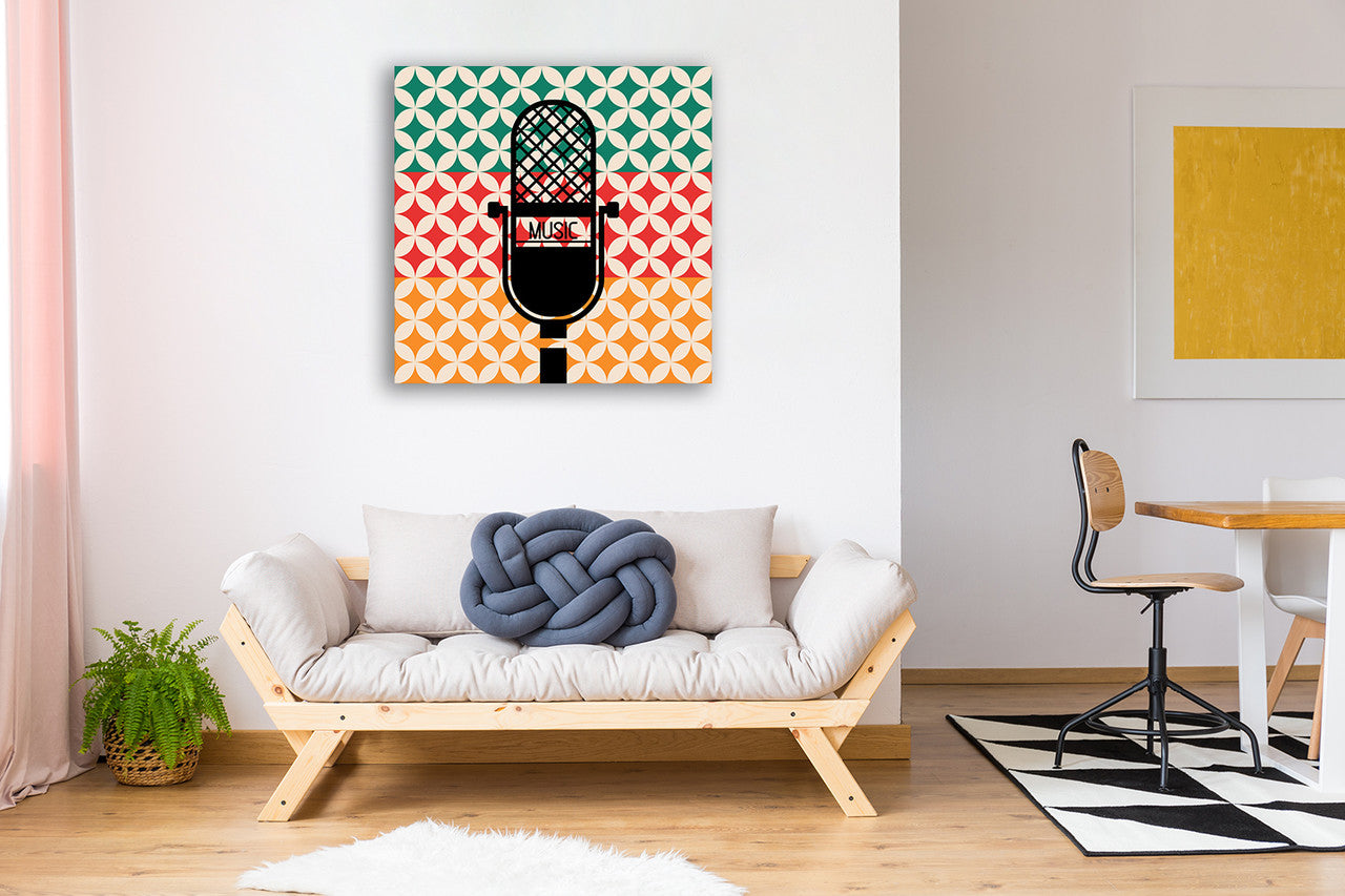 Microphone Music Retro Wall Art Print on the wall