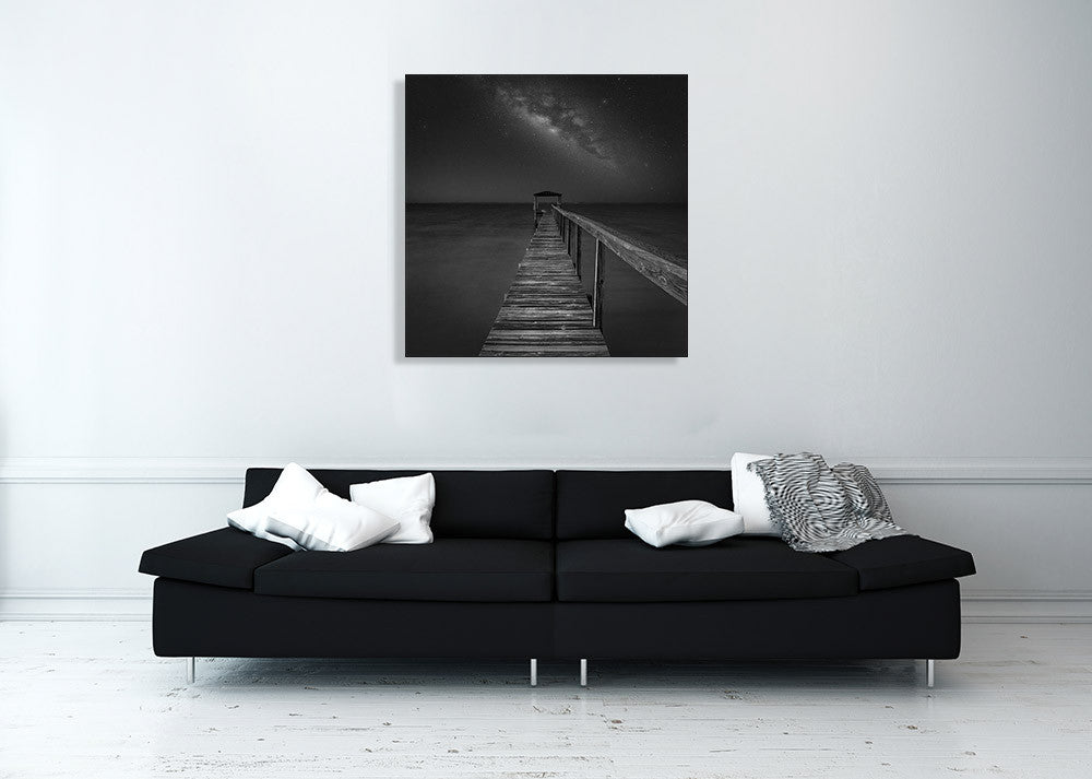 Milky Way over the Sea Wall Art Print on the wall