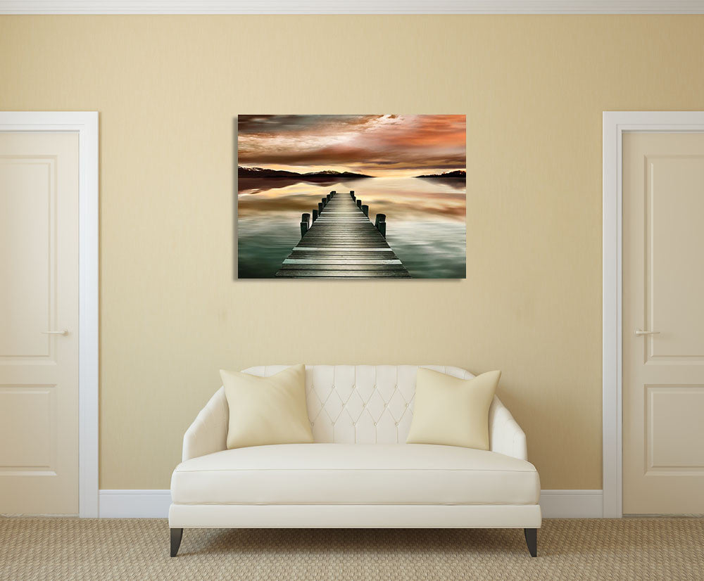 Sunset Jetty Wall Art Print on the wall