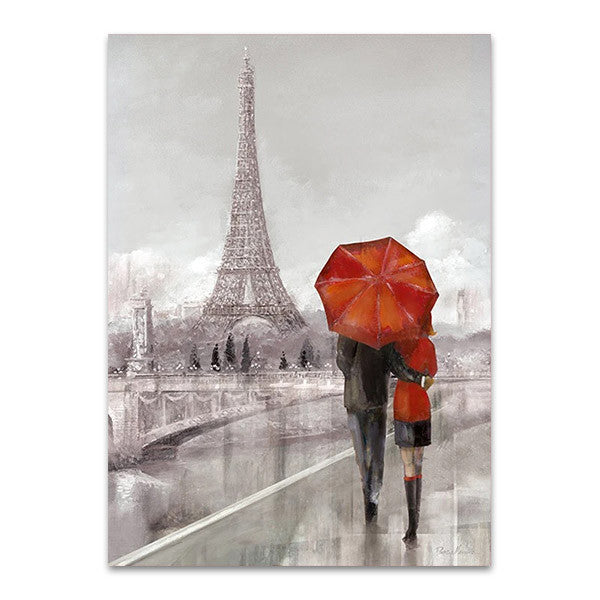 Modern Couple In Paris Wall Print