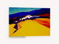 Golden Hillside Village, golden hillside village abstract landscape, landscape canvas wall art print ready to hang