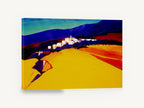 Golden Hillside Village, golden hillside village abstract landscape, landscape canvas wall art print ready to hang