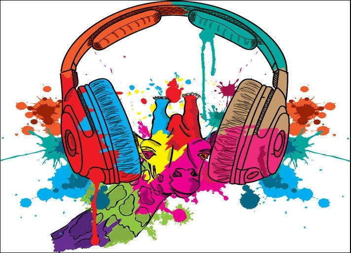 Musical Headphones Wall Print
