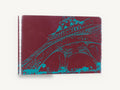 Teal Tower on Burgundy, eiffel tower teal and burgundy, city canvas wall art print ready to hang