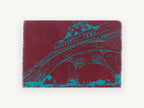 Teal Tower on Burgundy, eiffel tower teal and burgundy, city canvas wall art print, front view